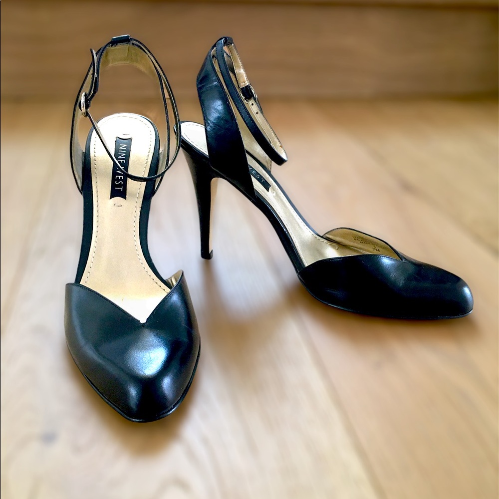Nine West Ankle wrap almond toe pumps